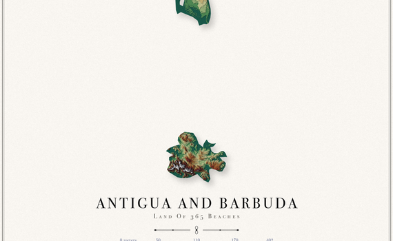 Antigua and Barbuda Elevation Map