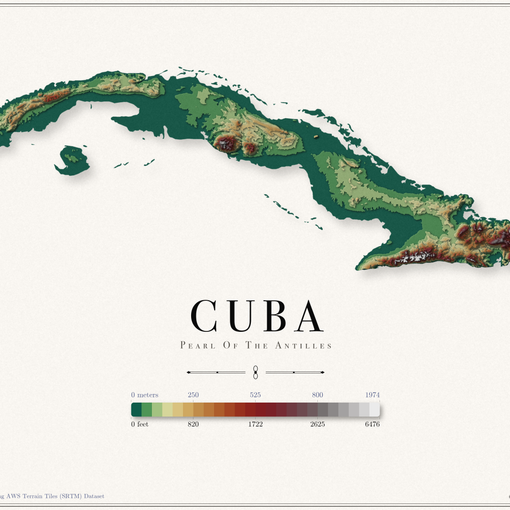 Cuba Elevation Map