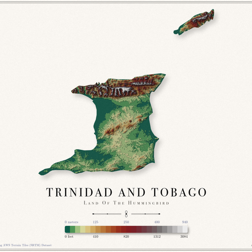 Trinidad and Tobago Elevation Map