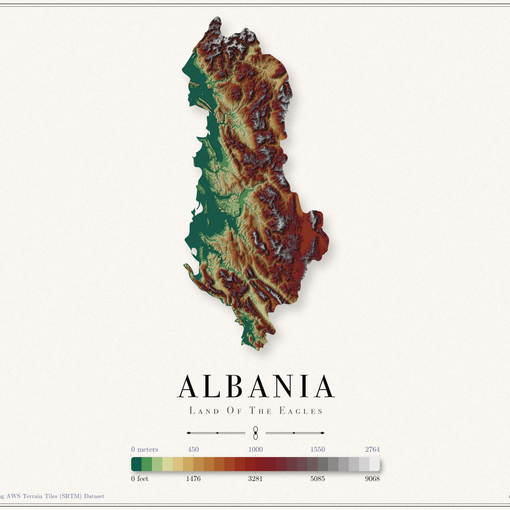 Albania Elevation Map